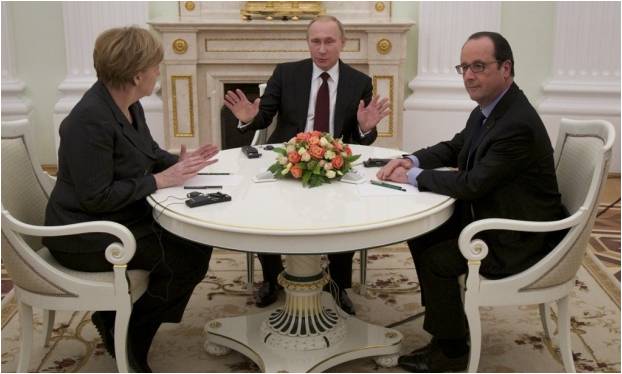 Putin, Merkel and Holland working closely together