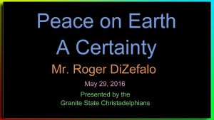 Peace on Earth A Certainty