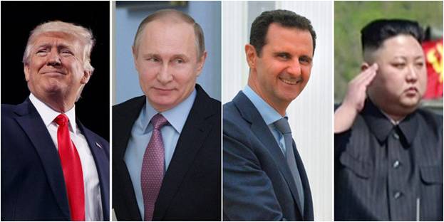 From left: Donald Trump, Vladimir Putin, Bashar al-Assad, Kim Jong Un. Photos / AP