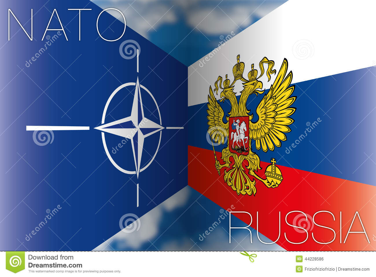 NATO and Russian Flags