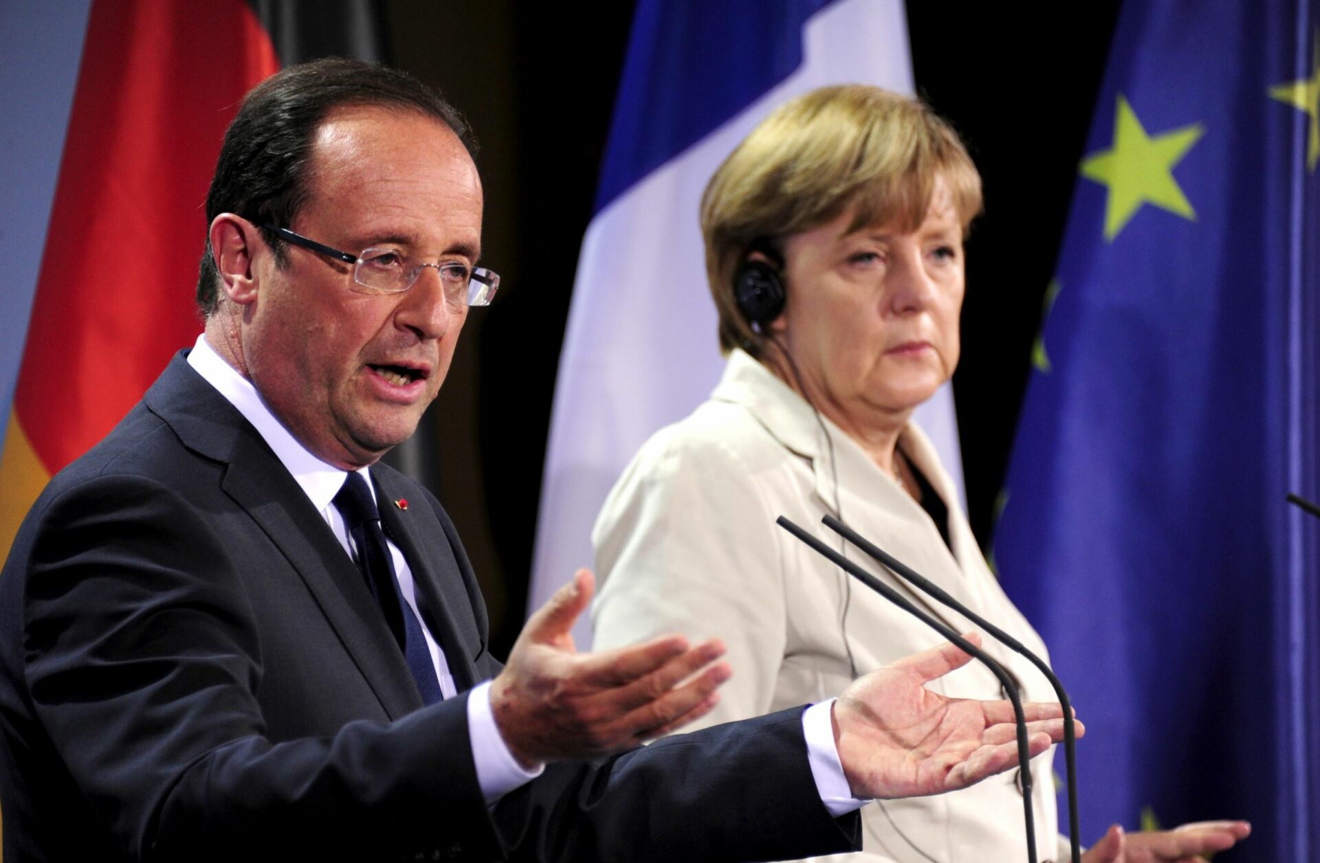 French President Hollande and German Chancellor Merkel