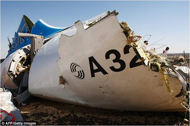 Russian Jet brought down by a bomb with the loss of 224 lives