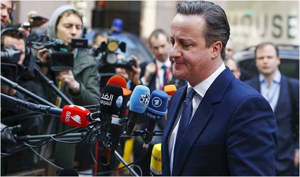 British Prime Minister David Cameron arrives at the EU council headquarters for a second day of a European Union leaders summit addressing the talks about the so-called Brexit and the migrants crisis, in Brussels, Belgium