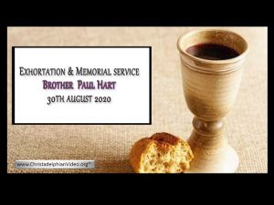 2020.08.30 Exhortation- Memorial Emblems Kin 4, Jer 52, 1Cor 12-13- Paul Hart