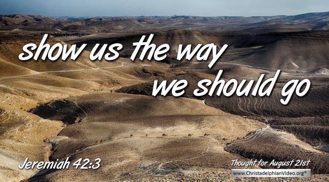 Daily Readings & Thought for August 21st. “SHOW US THE WAY WE SHOULD GO”