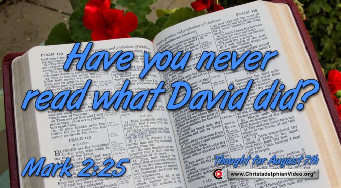 Daily Readings and Thought for August 7th. “HAVE YOU NEVER READ”