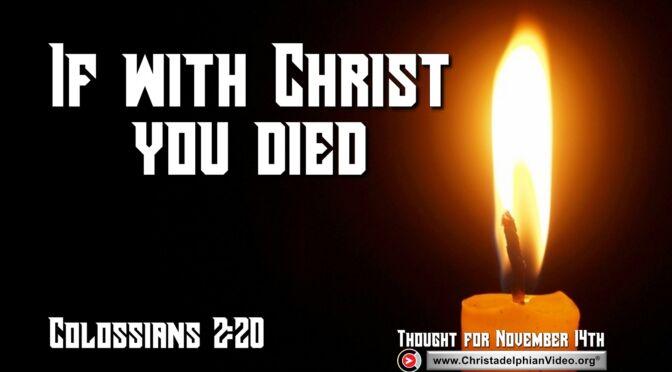 Daily Readings and Thought for November 14th. “IF WITH CHRIST YOU DIED TO …”
