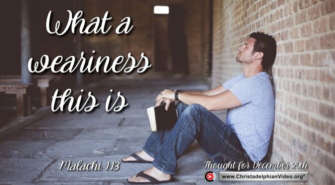 Daily Readings and Thought for December 29th.  “WHAT A WEARINESS THIS IS”