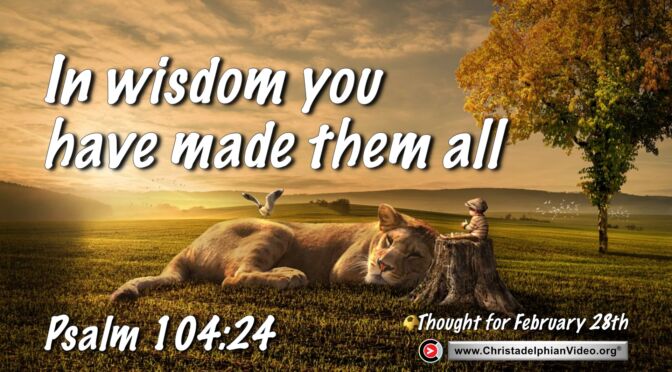 Daily Readings and Thought for February 28th. "IN WISDOM YOU HAVE MADE THEM ALL"