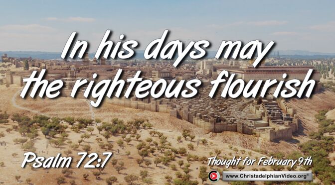 Daily Readings and Thought for February 9th. "In his days may the righteous flourish"